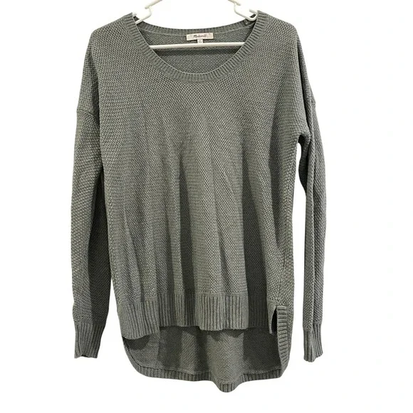 00127 - Madewell Off Grey-Green Waffle Knit High-Low Pullover Sweater S - Picture 2 of 11